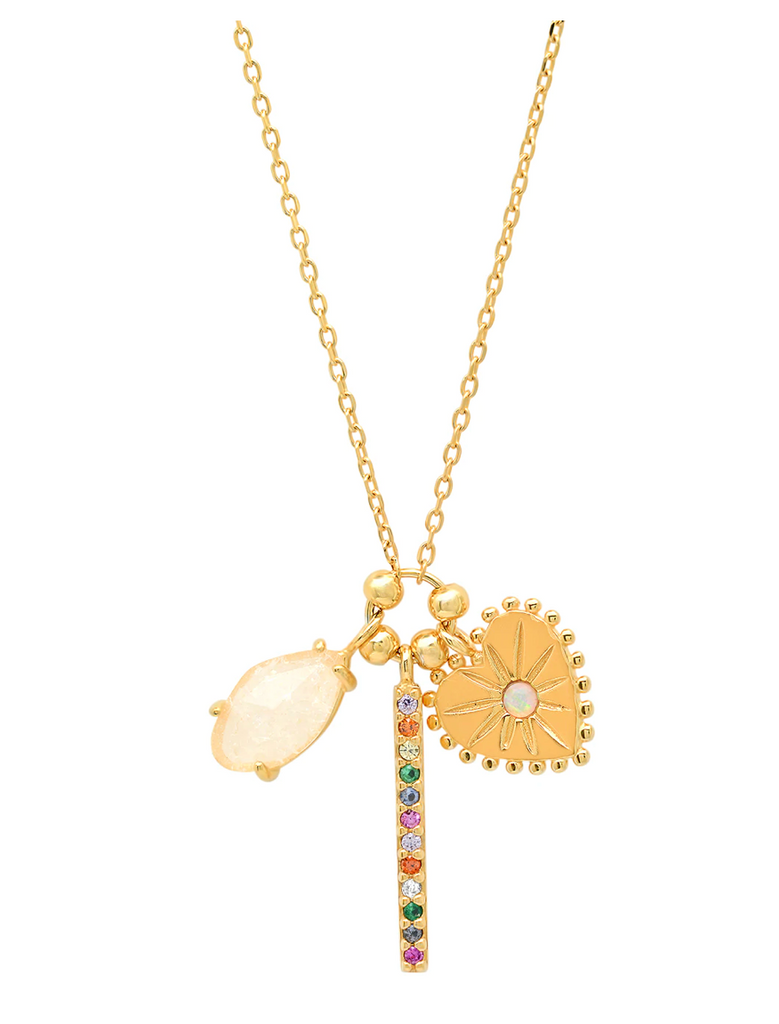 Opal Heart Charm Necklace