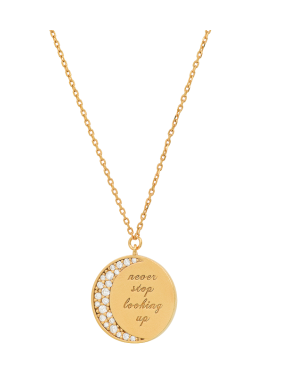 Never Stop Looking Up Moon Coin Necklace