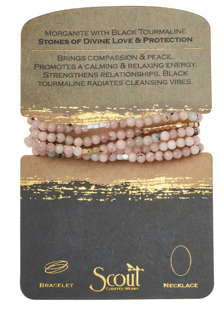 Stone Wrap Morganite & Tourmaline- Stones of Divine Love & Protection