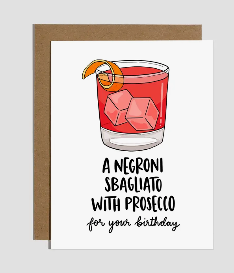Negroni Spagliatto Prosecco Birthday Card
