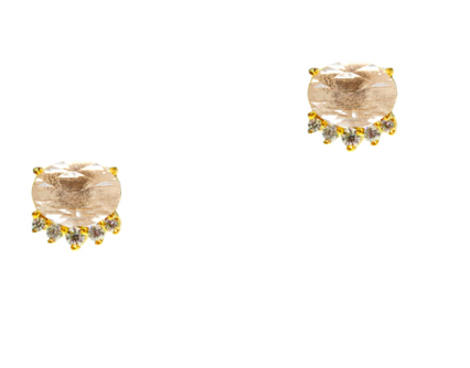 Oval Rose Quartz Earrings