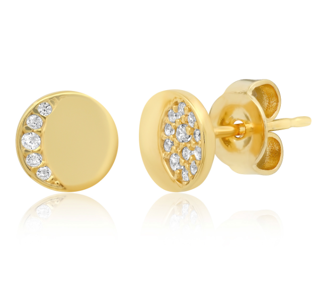 Gold Pave Moon Phase Earrings