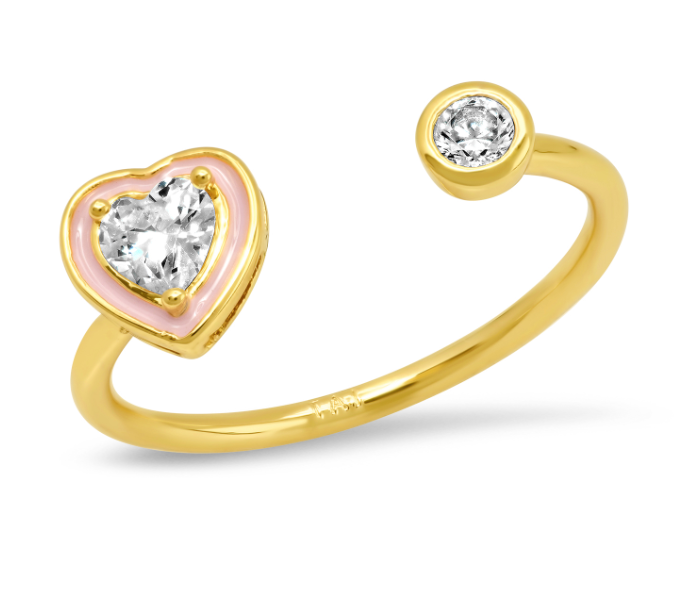 Open Heart Ring with CZ Accents
